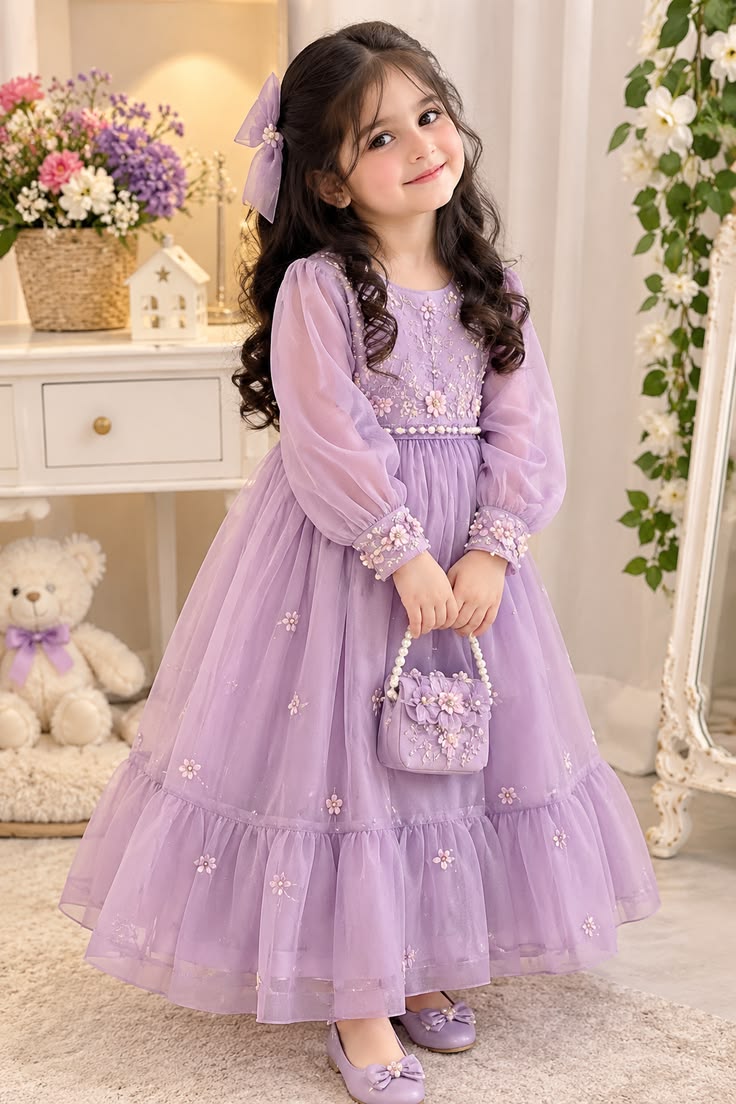 Girls Lavender Festive Dress
